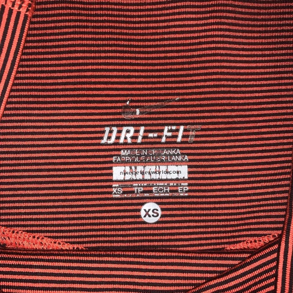 Nike Dri Fit Leggings XS Legend Red/Orange Black Stripe Capri Running Activewear